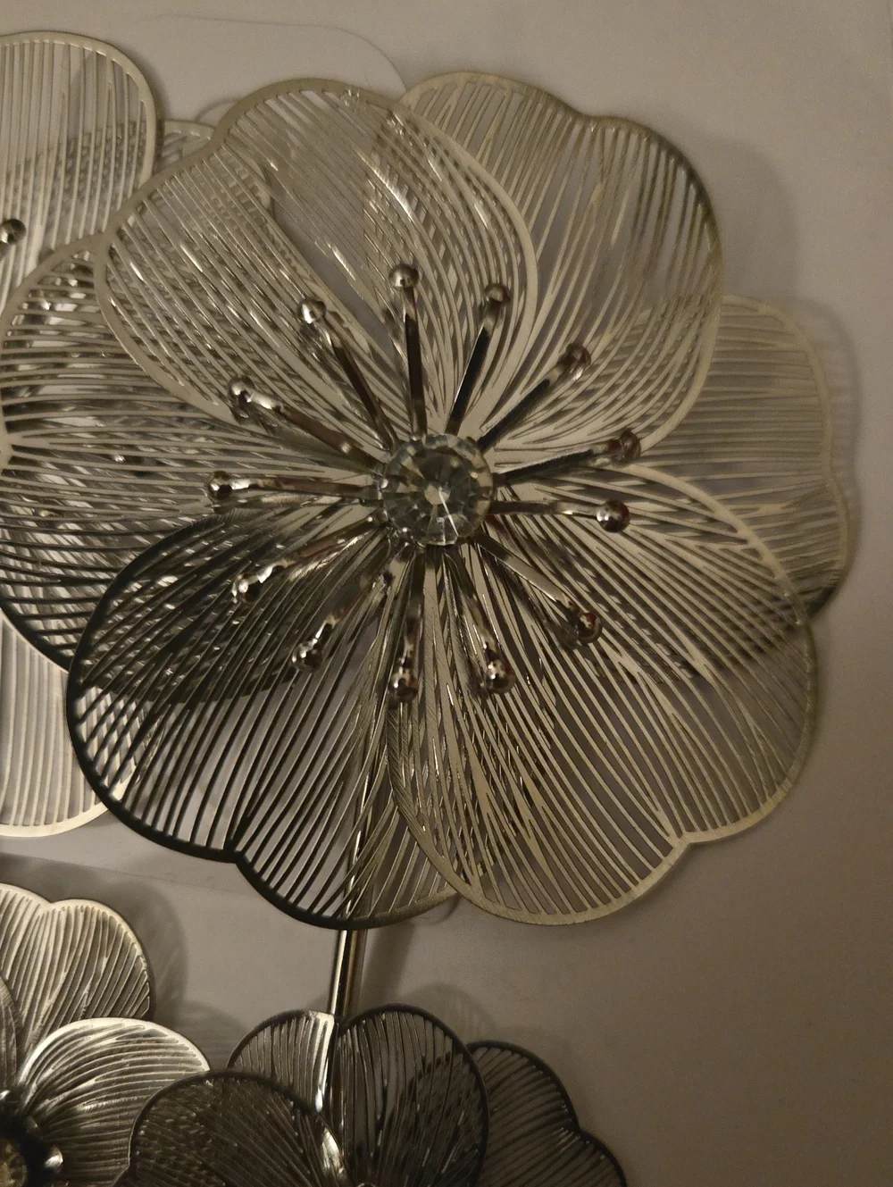 Metallic Silver Floral Wall Decor - Elegant Flower Cluster Earrings